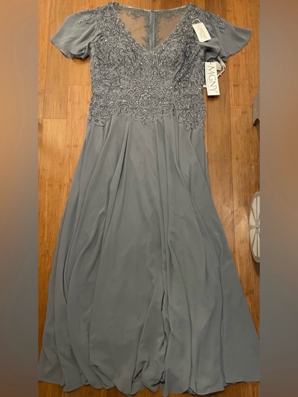 Mori Lee Madeline Gardner Dress Wedding Mother of the Bride 14 Formal Gray Gown